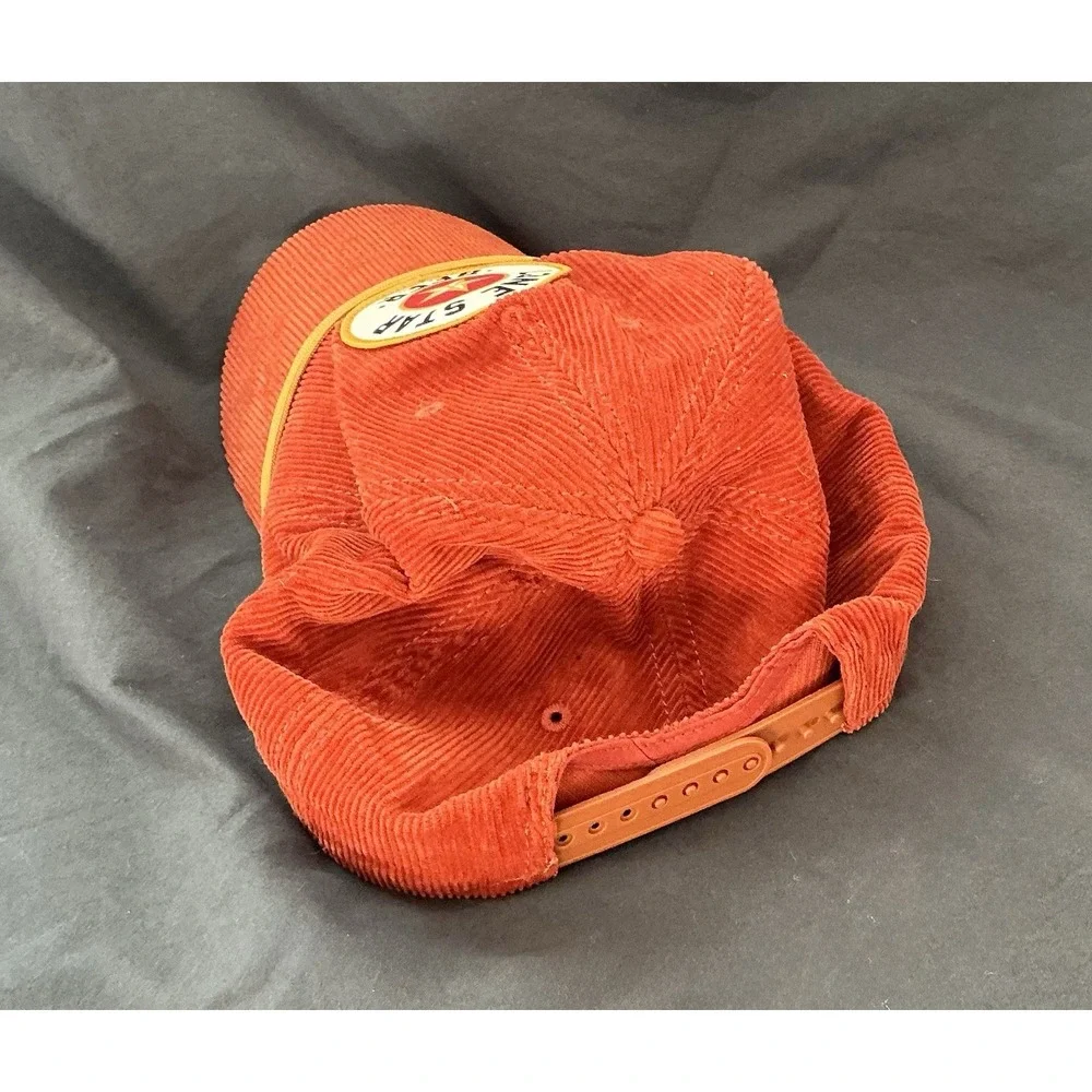 Lone Star Beer Corduroy Snapback Hat Cap Breweriana Red Orange